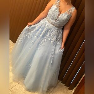 baby blue prom dress size XL